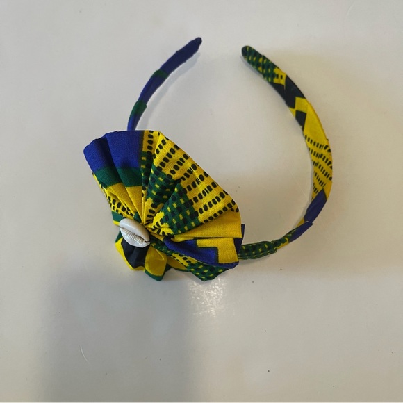 African Print Ankara Handmade Multicolor Flower Detail Colorful Cotton Headband - Picture 1 of 7